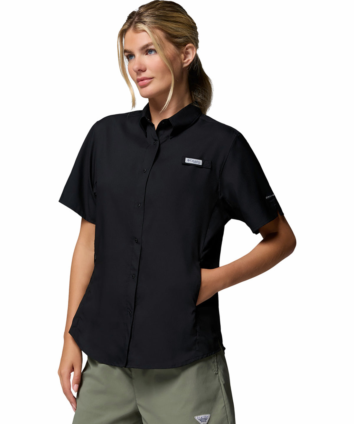 Blusa Para Mujer Manga Corta PFG Tamiami™ II Negra Vestuario