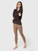 Polo Manga Larga Twist-Back Modal Dark Chocolate
