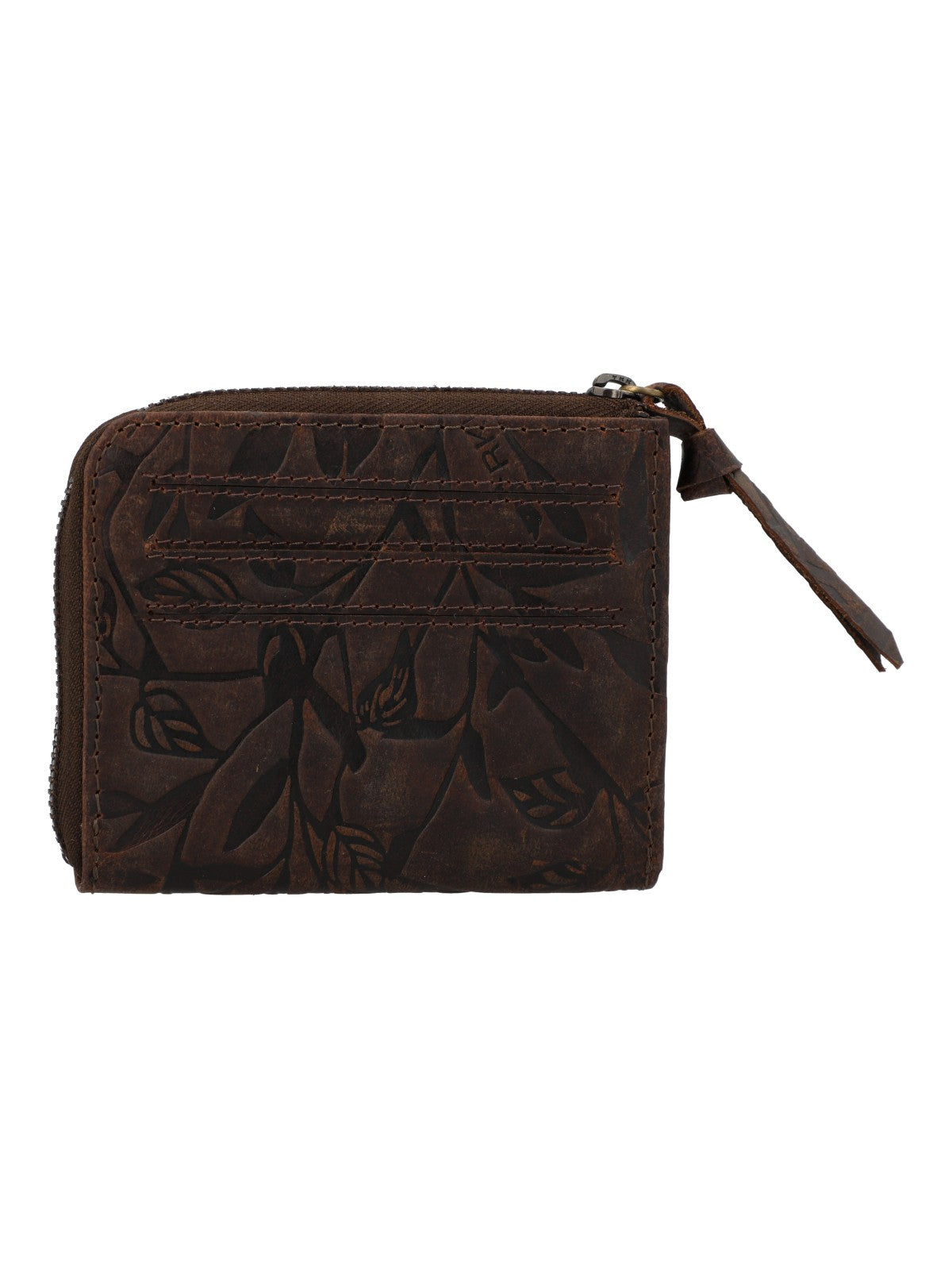 Billetera Para Mujer Cuero Hu Leaves Cardzip Marrón Rockford