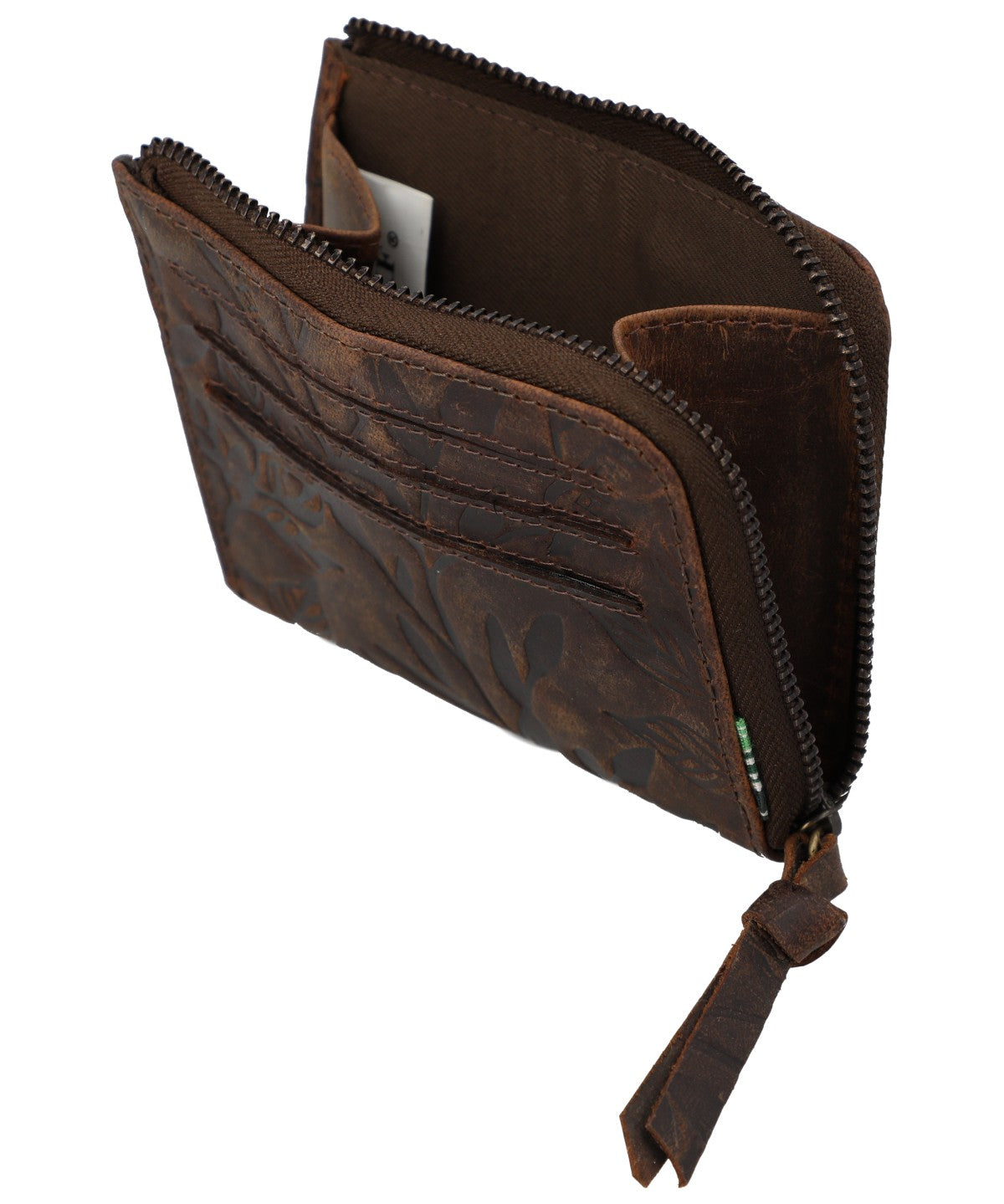 Billetera Para Mujer Cuero Hu Leaves Cardzip Marrón Rockford