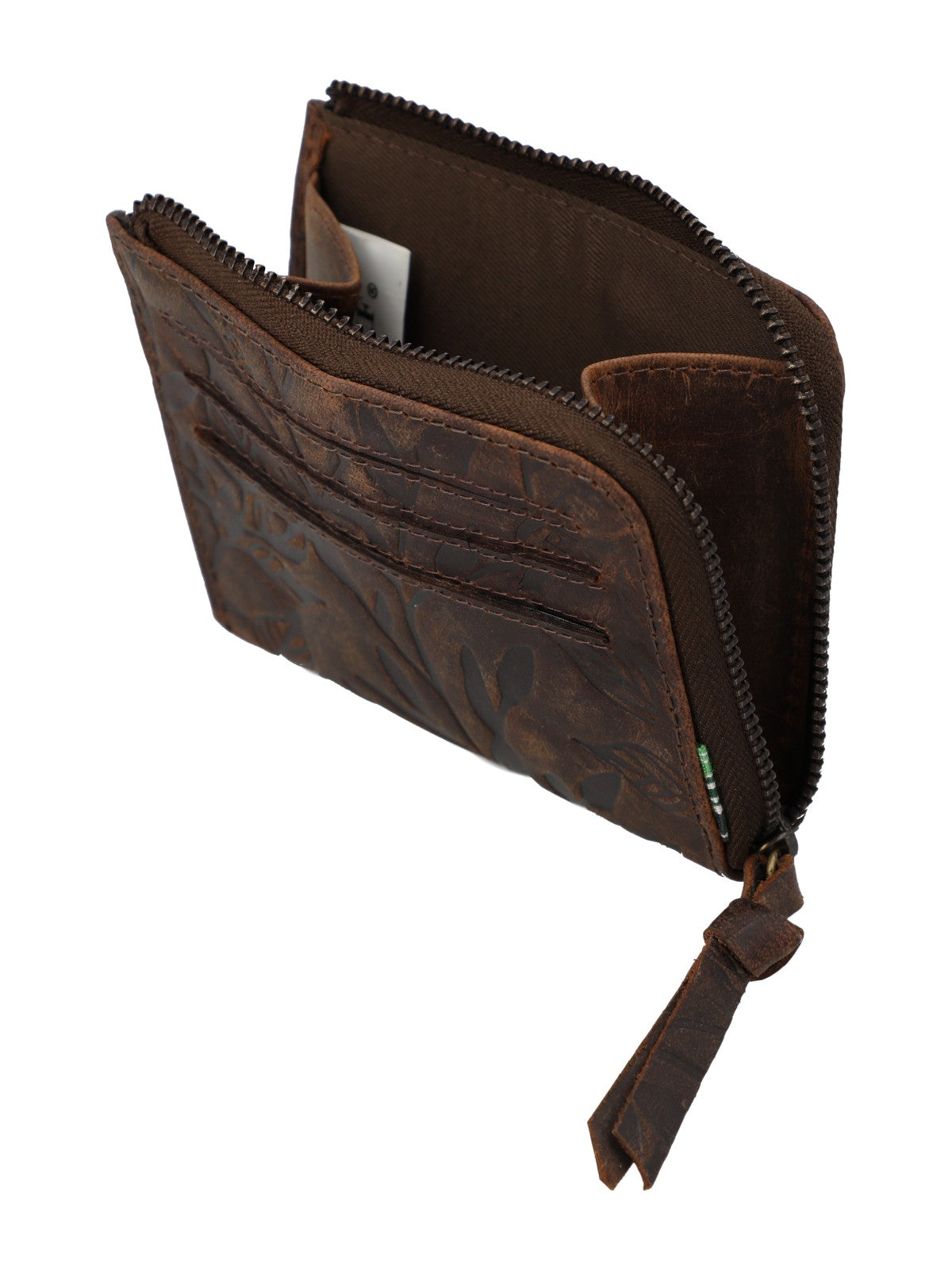 Billetera Para Mujer Cuero Hu Leaves Cardzip Marrón Rockford